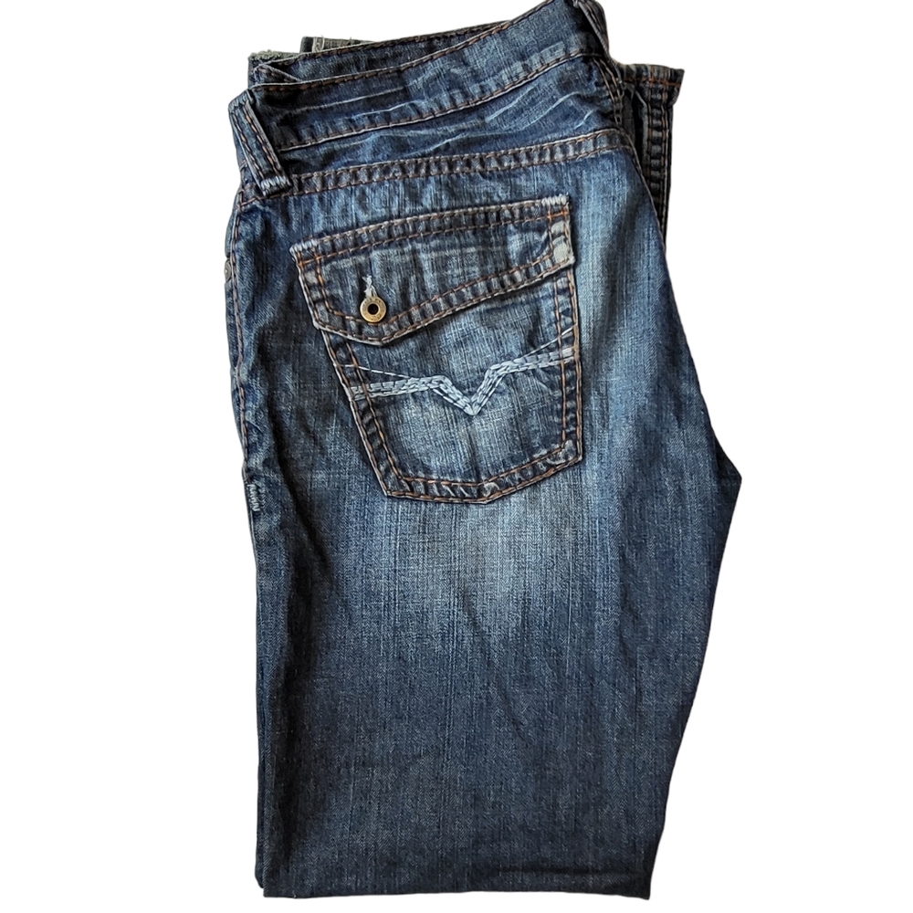 Guess Men's Vintage Y2K Falcon Slim Bootcut Baggy Distressed 36 Button Jeans - Picture 4 of 10